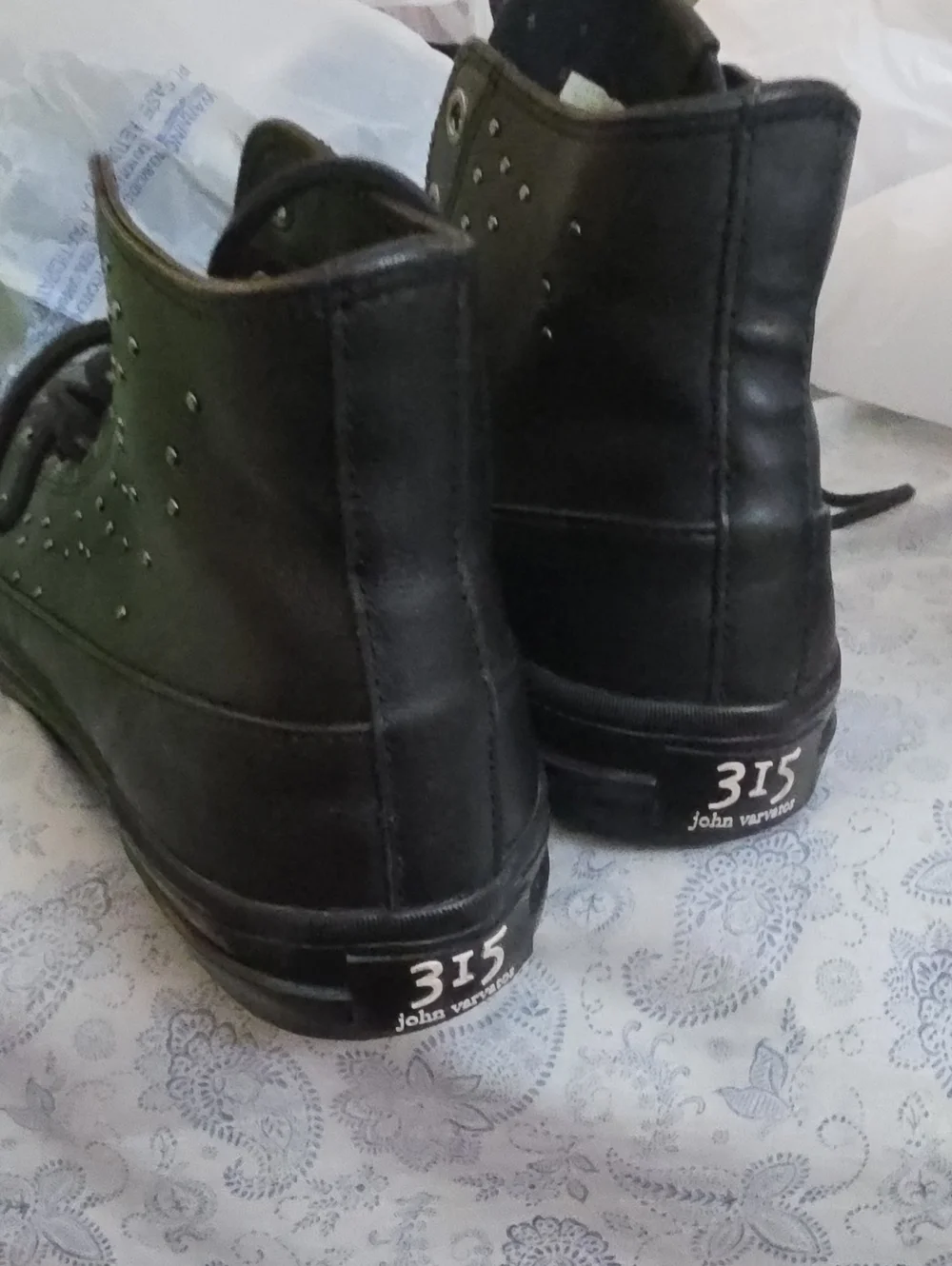 John Varvatos Black Studded High-Top Sneakers - Men